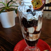Chocolate sundae at Cosmic Kitchen in Plymouth