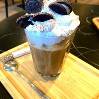 Vegan cafe latte at La Tetera in Terrassa