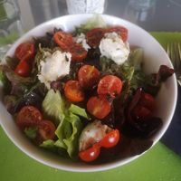 Vegan mozzarella and basil salad at Mandrágora  in Getxo