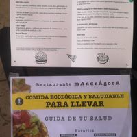 Menu at Mandrágora  in Getxo