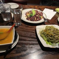 Pumpkin soup, pineapple fried rice, cold green tea noodles  at LuAnne's Wild Ginger - Carroll Garden in Brooklyn