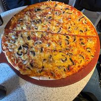 Vegan mushroom Pizza at Slice of New York in Stockholm