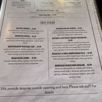 Vegan menu section  at The Crown Inn in Biggar