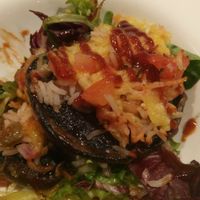 Baked mushrooms with vegan cheese at The Crown Inn in Biggar