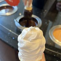 Plain vanilla soft serve ice cream 🍦 (swirl is not perfect)   at Chocolats Favoris in Montreal