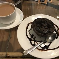 massala chai & choc walnut brownie  at Drifter's Cafe in Manali