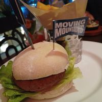 Moving mountain Burger with fries at Hard Rock Cafe in Venice