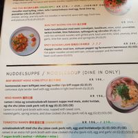 Menu at Noodle Noodle in Stavanger