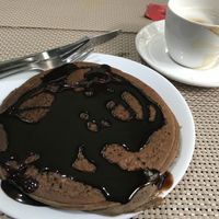 chocolate pancake & cappuccino  at Aakama in Manali