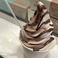 Chocolate-Vanilla swirl with chocolate tahini sauce   at Seed + Mill in New York City
