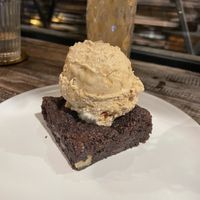 Chocolate Brownie with Mocca and Vanilla Ice Cream at Vistro in Bangkok