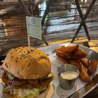 Carribean Burger (Vegan Chicken) at Vistro in Bangkok