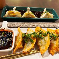 Fried Gyoza w/ Asian Salsa Verde & Yin & Yang at Vistro in Bangkok