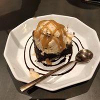 Brownie with peanut butter ice cream at Vistro in Bangkok