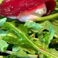 Closeup View - Beet Ravioli Salad at Vistro in Bangkok