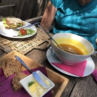 Pumpkin and mustard soup at Kaldenbroeck in Lottum