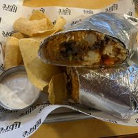 Vegan hot chic burrito with Buffalo sauce (spicy!)  at Dilla Libre in Scottsdale
