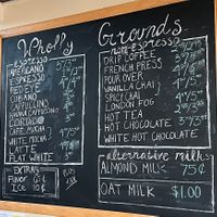Menu. Upcharge for vegan milk.  at Wholly Grounds in Dayton