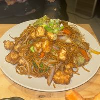 Tofu stir-fry homemade noodles   at Nos Thés in Montreal