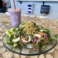 Kale Caesar salad and a smoothie   at Choice Health Bar in Kaanapali