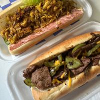 Bacon and egg up top, Philly Love on bottomm  at Loving Hut in Orlando