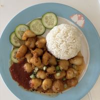 orange chicken entree  at Loving Hut in Orlando