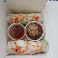 Fresh spring rolls with vegan shrimp and vegan ham  at Loving Hut in Orlando