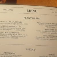 Plant based menu at Earls Kitchen + Bar in Banff