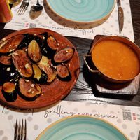 Aubergine (Eggplant) with Garlic and Simple Bean Soup at Te Fisi in Shkoder