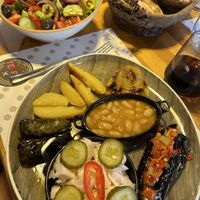 The vegan platter and the big and tasty mixed salad  at Te Fisi in Shkoder