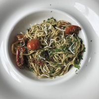 Noodle pesto  at Peet's in Lochinver