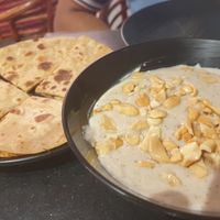 Kaju curry and paratha at The Vegan Kitchen in Ahmedabad