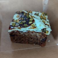 Carrot cake with pistachio icing at Parlé Pantry in West London