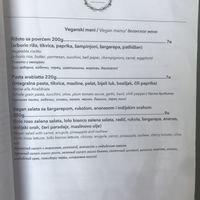 Vegan menu at Olive in Sveti Stefan