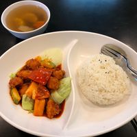 Sweet and sour pork rice at Food in The Woods 小树林 in Northeast Singapore