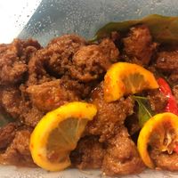 [takeaway] spicy thai basil lemon chicken $13 👍🏻👍🏻👍🏻 not super spicy, tastes v legit! at Food in The Woods 小树林 in Northeast Singapore