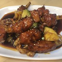 sweet and sour pork ribs with lychee $15 👍🏻👍🏻👍🏻 at Food in The Woods 小树林 in Northeast Singapore