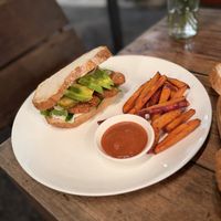 Tempeh burger  at Farm To Table in Phnom Penh