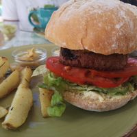 Vegan burger 🍔 at Natural Nada mas Green Bar in Lanzarote