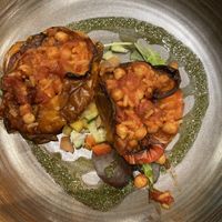 Vegan stuffed peppers at Y Banc in Porthmadog