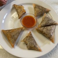 Samosas (sauce in the middle is AMAZING)  at Nuria in Madrid