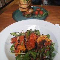 Avo Mexicana Salad and Sausage On sandwich! 😍 at Indigo Greens - Duke St Market in Liverpool