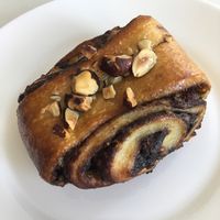 Bun with chocolate and hazelnuts at Piekarnia Aromat in Warsaw