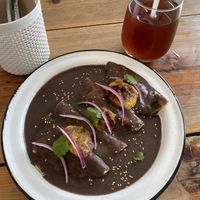 Enchiladas con salsa frijole  at Meriland in Merida