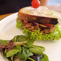 Small sandwich with lots of mushrooms. at Meriland in Merida