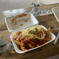 Chilli loaded fries at Sacred Space in Hebden Bridge