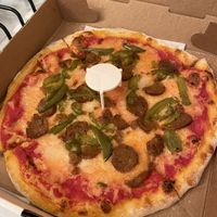 Vegan sausage and pepper pizza  at Union St. Pizza in Brooklyn