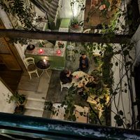 downstairs outdoor seating area at Yiasemi in Athens