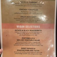 Vegan / Gluten Free menu as of 09/03/2023  at Gonzalez y Gonzalez in Las Vegas