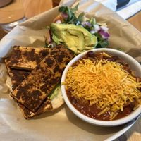 Peruvian handheld with vegan chili  at Labyrinth Press Company in Jamestown